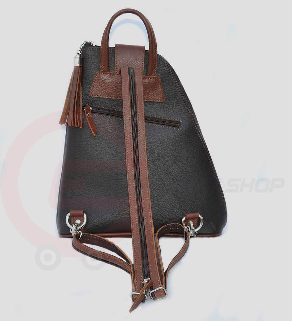 Women-Leather-student-Backpack-back