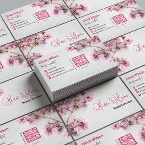 Elegant QR Code Business Card Template for Beauty Consultants