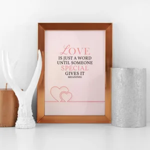 A3 Printable Anniversary Quote – “Love Is Just a Word” | Romantic Wall Art Digital Download