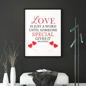 Love Quote A3 Wall Art – “Love Is Just a Word” | Romantic Printable Poster (Digital Download, Personal & Commercial License)